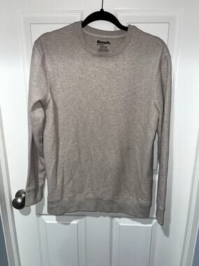 Bench Beige Waffle Knit Crewneck Fleece Lined Sweatshirt